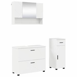 vidaXL Ensemble de mobilier de salle de bain 3 Pièces Blanc brillant