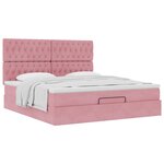 vidaXL Cadre de lit ottoman avec matelas rose 160x200 cm velours