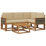 vidaXL Ensemble de canapés d'extérieur 5 pc Naturel et Beige Polyester