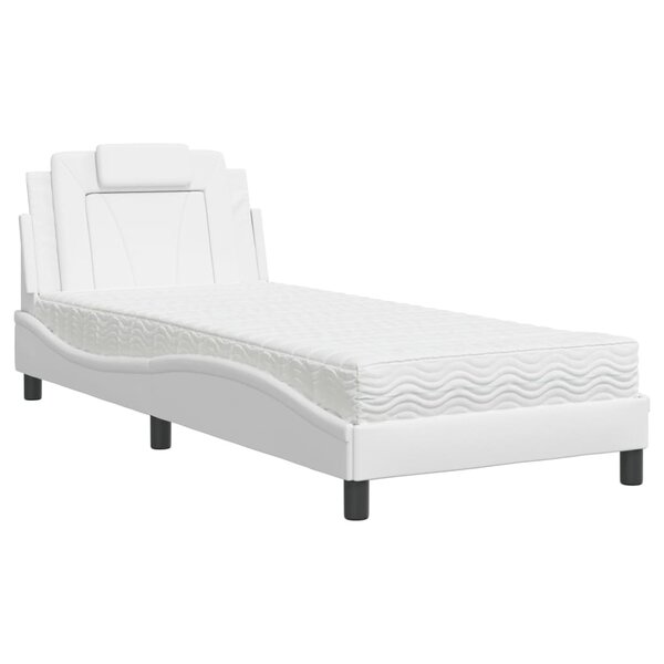 vidaXL Lit Viana avec matelas blanc 80x200 cm similicuir