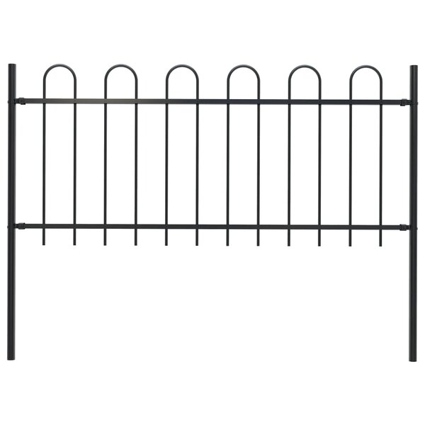 vidaXL Clôture de jardin avec dessus en cerceau Acier 1 7 m Noir
