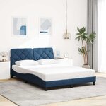 vidaXL Cadre de lit avec LED sans matelas bleu 140x200 cm tissu