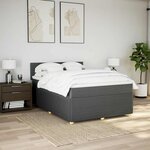 vidaXL Sommier à lattes de lit avec matelas Gris foncé 140x190cm Tissu
