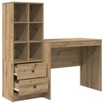 vidaXL Bureau avec tiroir avec étagère 2 Pièces Chêne artisanal