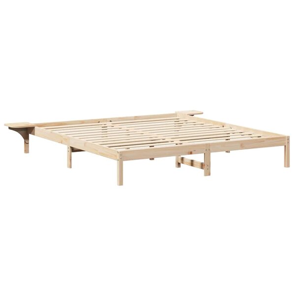 vidaXL Cadre de lit avec tables de chevet Marron Marron