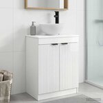 vidaXL Meuble de salle de bain avec évier Blanc brillant