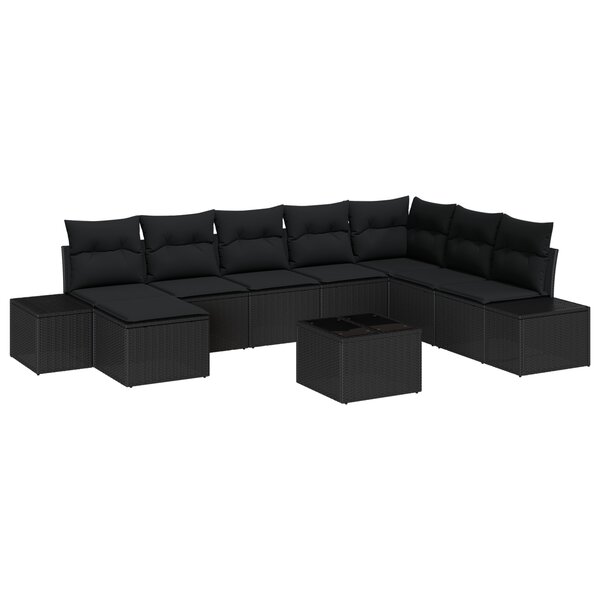 vidaXL Ensemble de 9 Canapés de Jardin avec Coussins Beige Poly Rotin