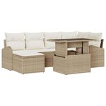 vidaXL Ensemble de canapé de jardin avec coussin 7 Pièces beige et crème