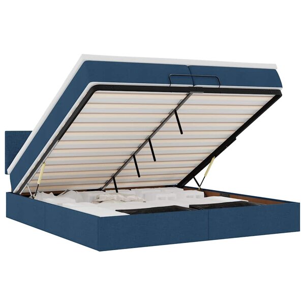 VidaXL Cadre de lit ottoman avec matelas bleu 200x200cm tissu
