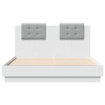 vidaXL Cadre de lit avec tête de lit et lumières LED blanc 140x190 cm