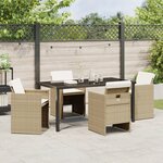 vidaXL Ensemble de Salle à Manger de Jardin de 5 Pièces avec Coussins Beige Rattan Poly