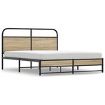 vidaXL Cadre de lit en métal sans matelas chêne fumé 160x200 cm