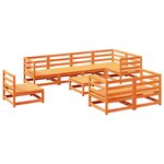 vidaXL Salon de jardin 9 Pièces marron cire bois de pin massif