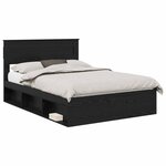 vidaXL Cadre de lit avec matelas Noir 160 x 200 cm Pin massif