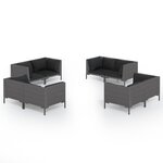 vidaXL Salon de jardin 8 Pièces avec coussins Résine tressée Gris foncé