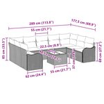 vidaXL Ensemble de canapé de jardin 10 Pièces Gris polyrotin