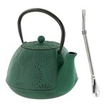 Théière en fonte Hanami vert émeraude 1 2 L + paille inox avec filtre