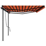 vidaXL Auvent manuel rétractable avec poteaux 6x3 m Orange et marron