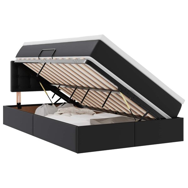 vidaXL Lit avec rangement et LED Noir 120 x 190 cm Cuir synthétique