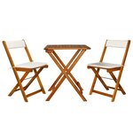 vidaXL Ensemble de bistro pliable 3 Pièces avec coussins Acacia solide