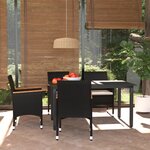vidaXL Ensemble à dîner de jardin avec coussins 5 Pièces poly rotin noir