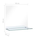 vidaXL Miroir mural avec étagère 30x30 cm Verre trempé