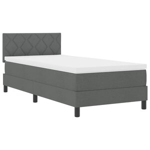 vidaXL Lit boxspring avec matelas Gris foncé 100 x 200 cm tissu