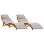 Chaises longues vidaXL avec coussins 2 Pièces Taupe en bois massif d'acacia