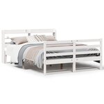 vidaXL Cadre de lit avec tête de lit sans matelas blanc 140x190 cm