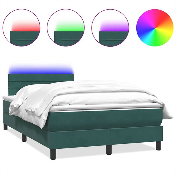 vidaXL Sommier à lattes de lit et matelas et LED vert foncé 120x220cm velours