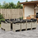 vidaXL Ensemble à manger de jardin et coussins 13 Pièces gris clair rotin