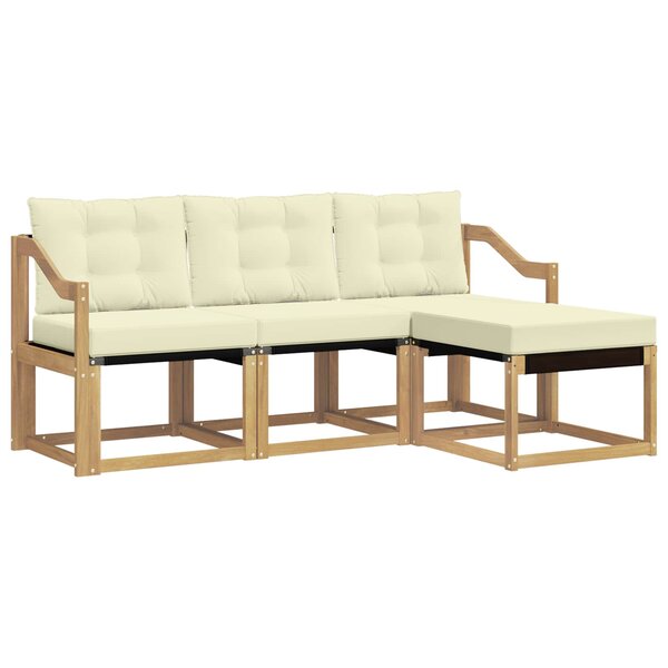 vidaXL Ensemble de canapés d'extérieur 4 pc Blanc et crème