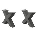 vidaXL Pieds de table basse en forme de X 2 pièces Anthracite 60 x (30-31) cm Acier