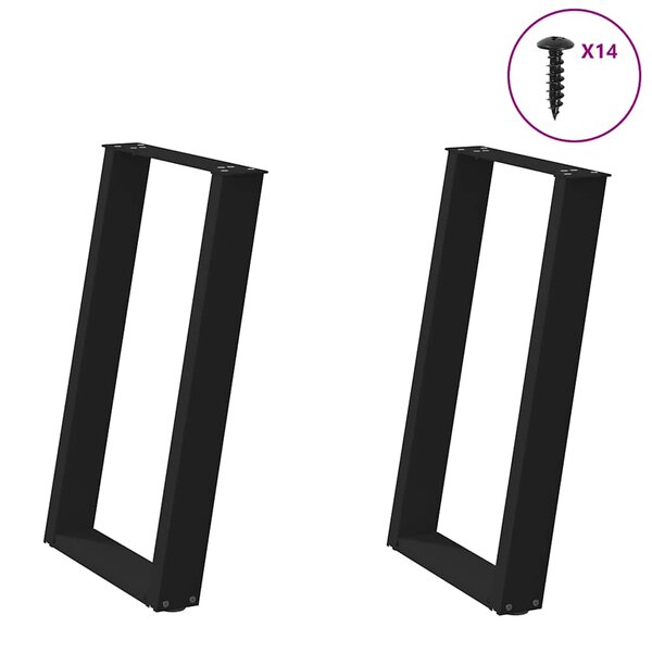 vidaXL Pieds de table à manger en U 2 pièces Noir 50 x (72-73) cm Acier