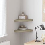 vidaXL Étagères d'angle flottantes 2 Pièces chêne 35x35x3 8 cm MDF