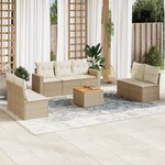 vidaXL Salon de jardin avec coussins 8 Pièces beige résine tressée