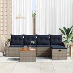 vidaXL Ensemble de canapé de jardin avec coussin 6 Pièces Gris Poly rotin