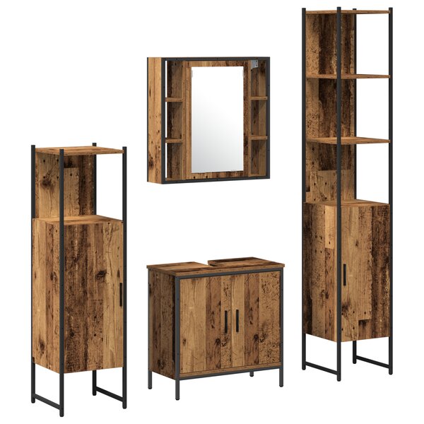 vidaXL Ensemble de meubles de salle de bain 4 pièces Bois rustique