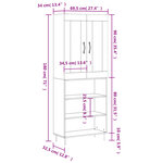 vidaXL Buffet haut Gris béton 69 5x34x180 cm Bois d'ingénierie