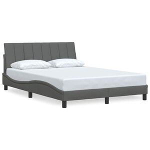 vidaXL Cadre de lit sans matelas Hanko gris foncé 140x200 cm tissu