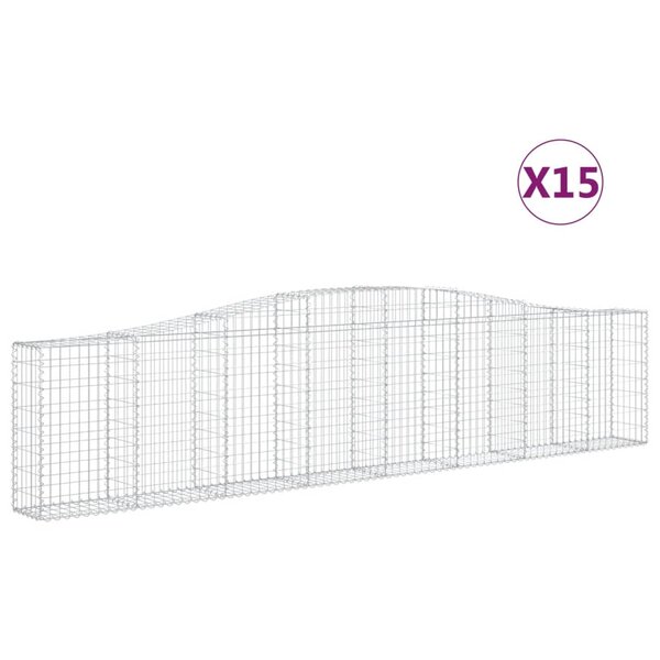 vidaXL Paniers à gabions arqués 15 Pièces 400x30x80/100 cm Fer galvanisé
