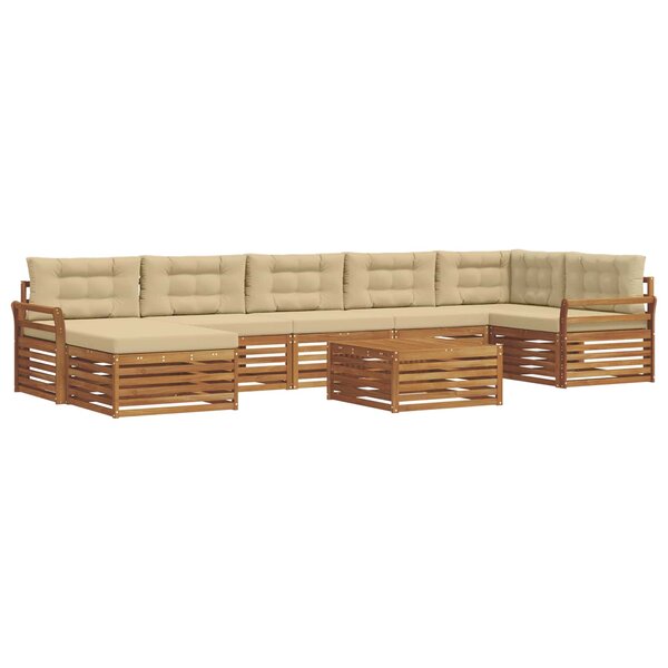 vidaXL Ensemble de canapés d'extérieur 8 pc Naturel et Beige