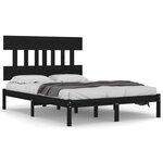 vidaXL Cadre de lit sans matelas noir 140x190 cm bois massif