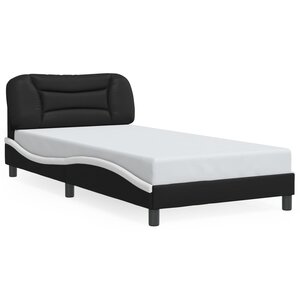 vidaXL Cadre de lit sans matelas Hvar noir et blanc 100x200 cm similicuir
