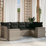 vidaXL Salon de jardin 6 Pièces avec coussins gris clair résine tressée