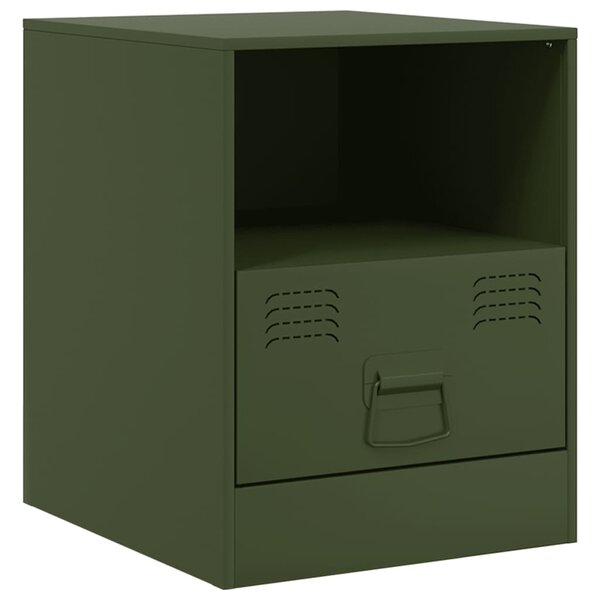 vidaXL Table de chevet vert olive 34 5x39x44 cm acier