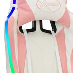 vidaXL Fauteuil de jeux vidéo avec LED RVB Rose et noir Similicuir