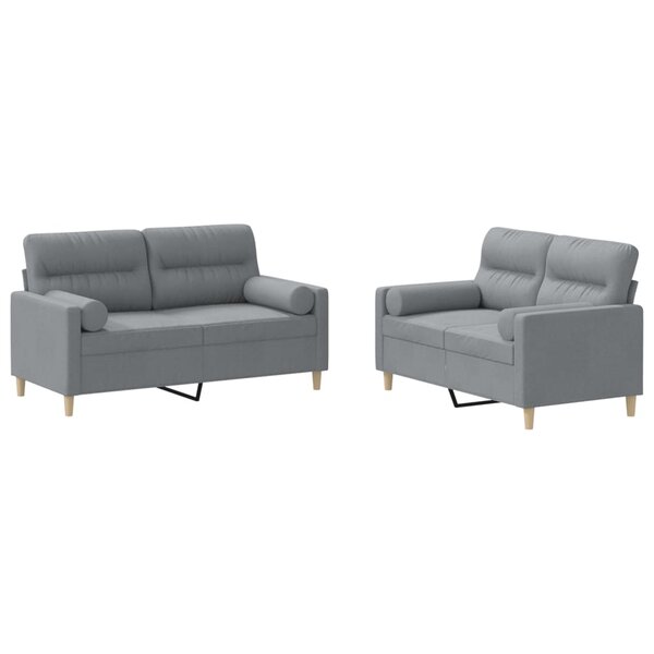vidaXL Ensemble de canapés 2 Pièces coussins gris clair tissu