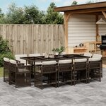 vidaXL Ensemble à manger de jardin avec coussins 13 Pièces marron rotin