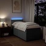 vidaXL Sommier à lattes de lit avec matelas Gris foncé 90x200 cm Tissu